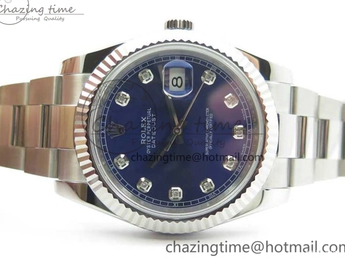 0406 Sporty DateJust 126334 SS Noob 1:1 904L Best Edition Blue Dial Diamond on Oyster Bracelet A 3164